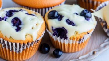Keto Blueberry Muffins with little Glaze Icing